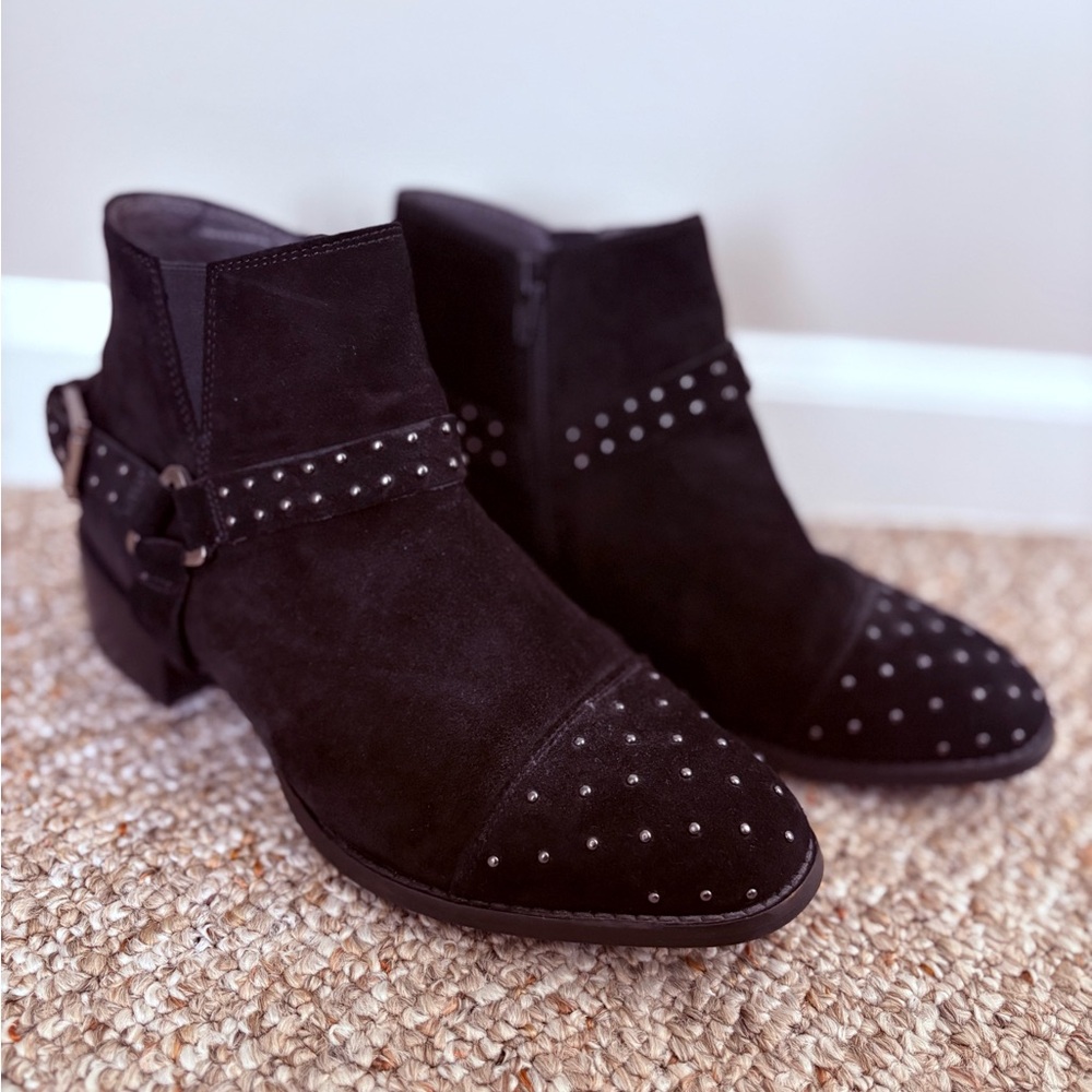 SEYCHELLES | Black Suede Studded Ankle Booties